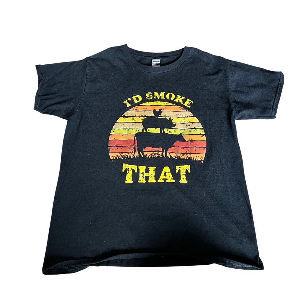 Men's I'd Smoke That Funny BBQ T-Shirt, Large, Black, Grill, Party, Barbeque